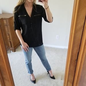 Black collared blouse